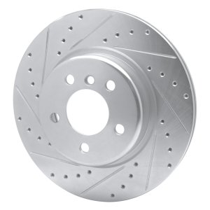 BMW 528I xDrive Brake Rotor (1) - Front Left - R1 Concepts - Drilled & Slotted - Silver - `11-`16